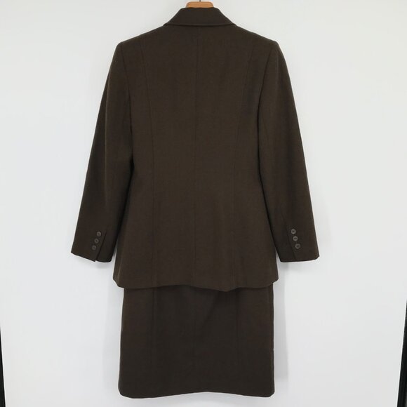 Harve Benard Women's Wool Skirt Suit Set Brown blazer jacket Size 10  40M - Picture 10 of 10